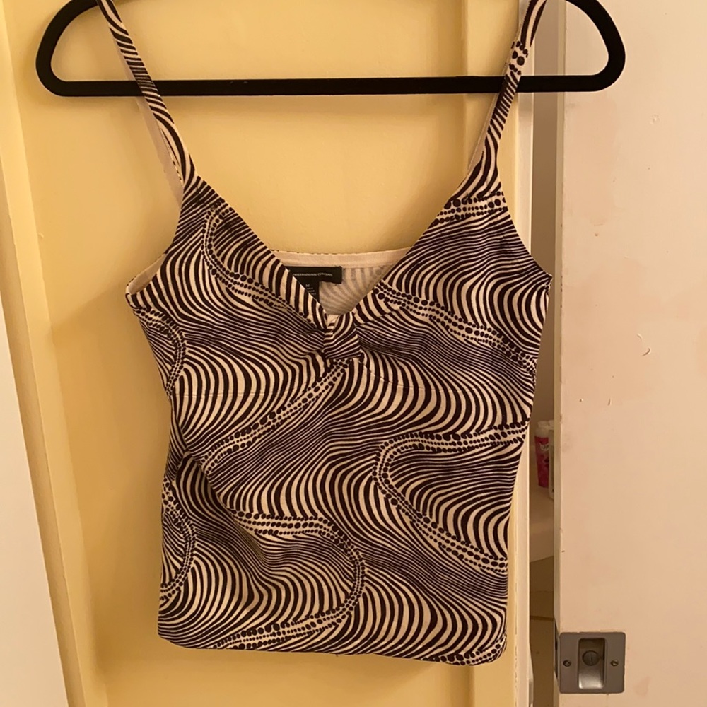 Black and white striped cropped tank top